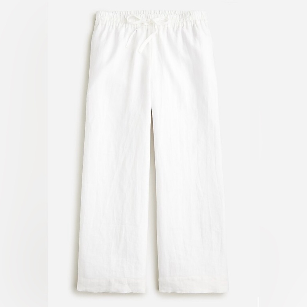 JCREW Wide Leg Seaside Linen Pant NWT White Size M